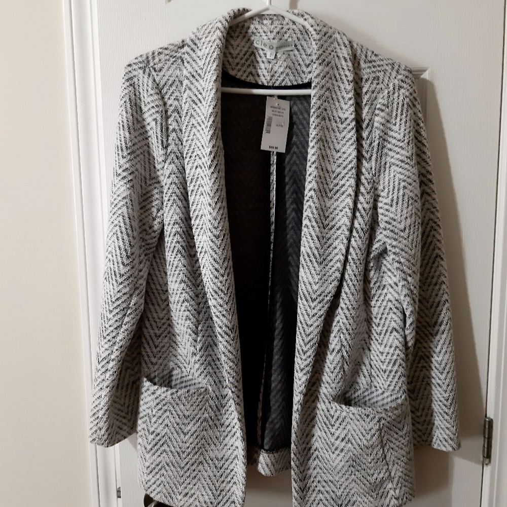Cleo Black and White Herringbone Blazer